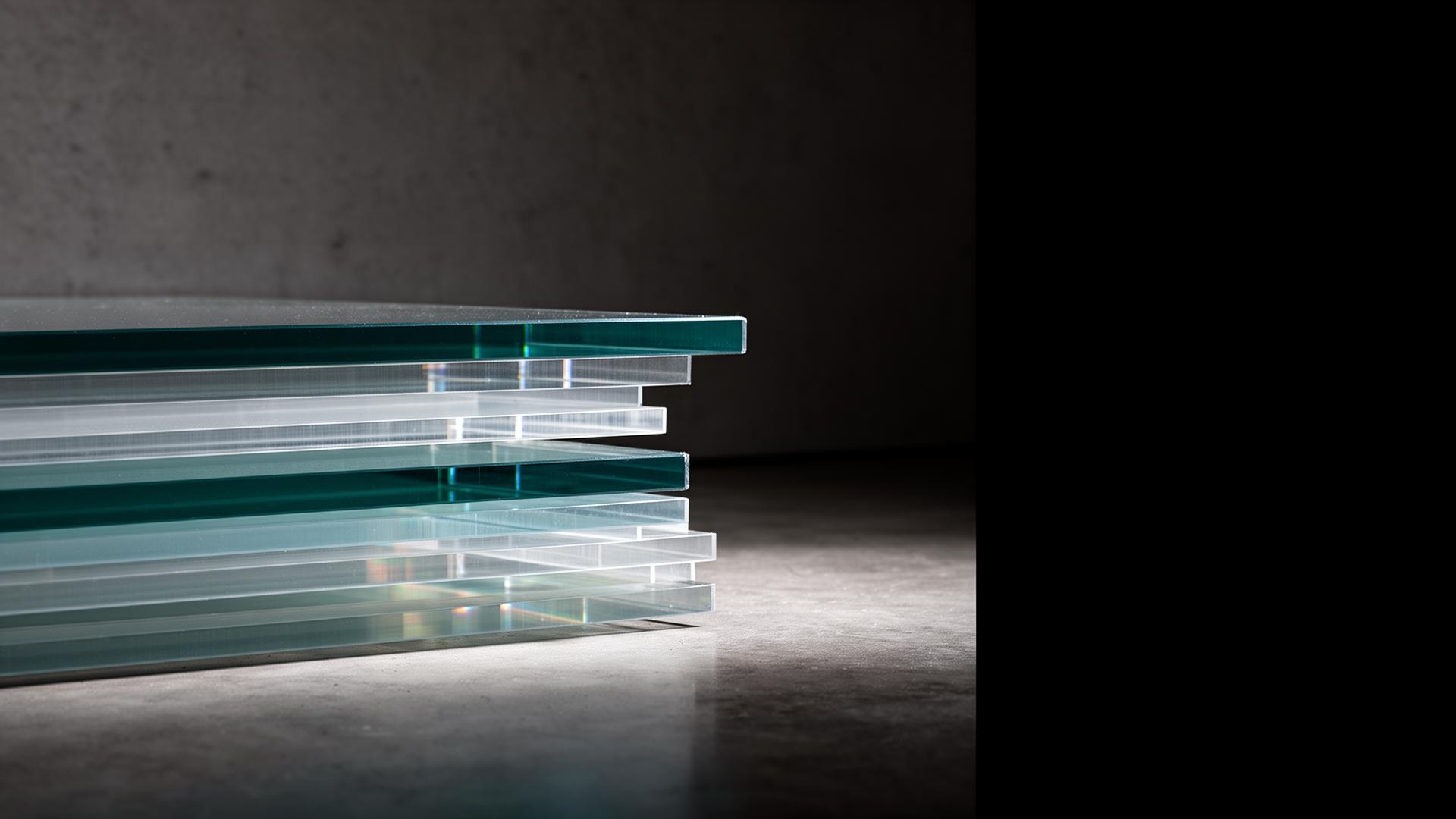 Chapas acrílicas premium empilhadas com iluminação industrial sofisticada